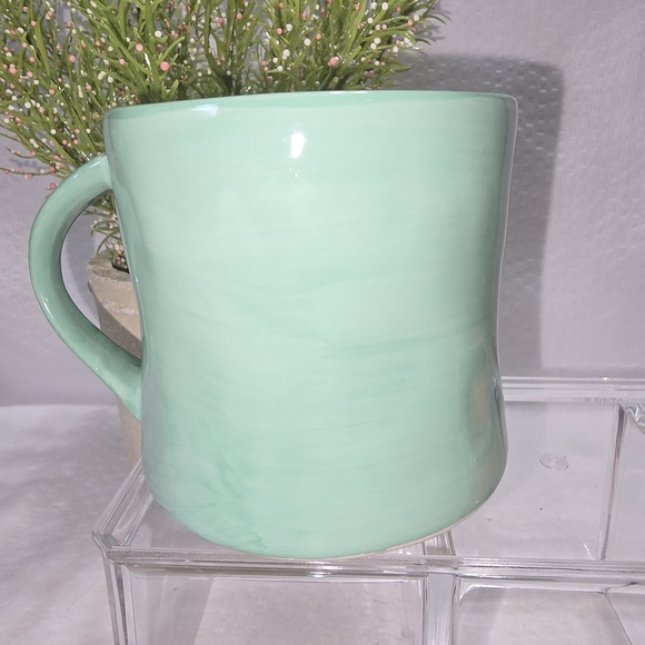 Anthropologie Mint Green Ceramic Mug with Hand Painted Letter F - Picture 4 of 7